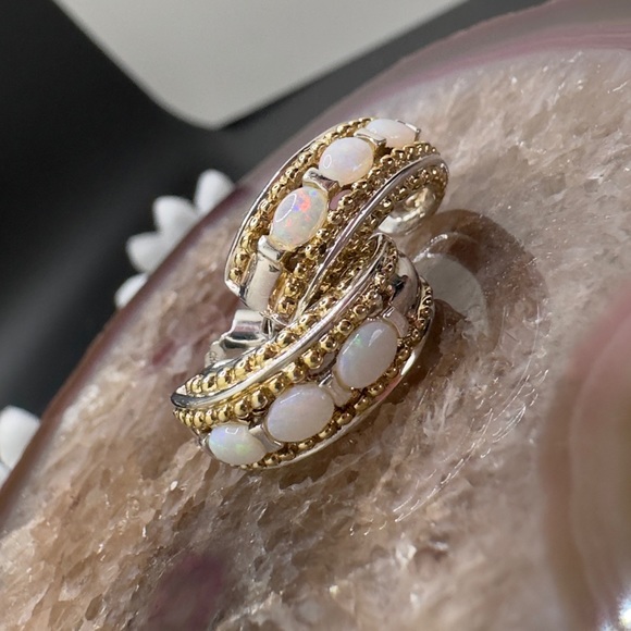 Genuine Two Toned Opal Earrings - Picture 4 of 5